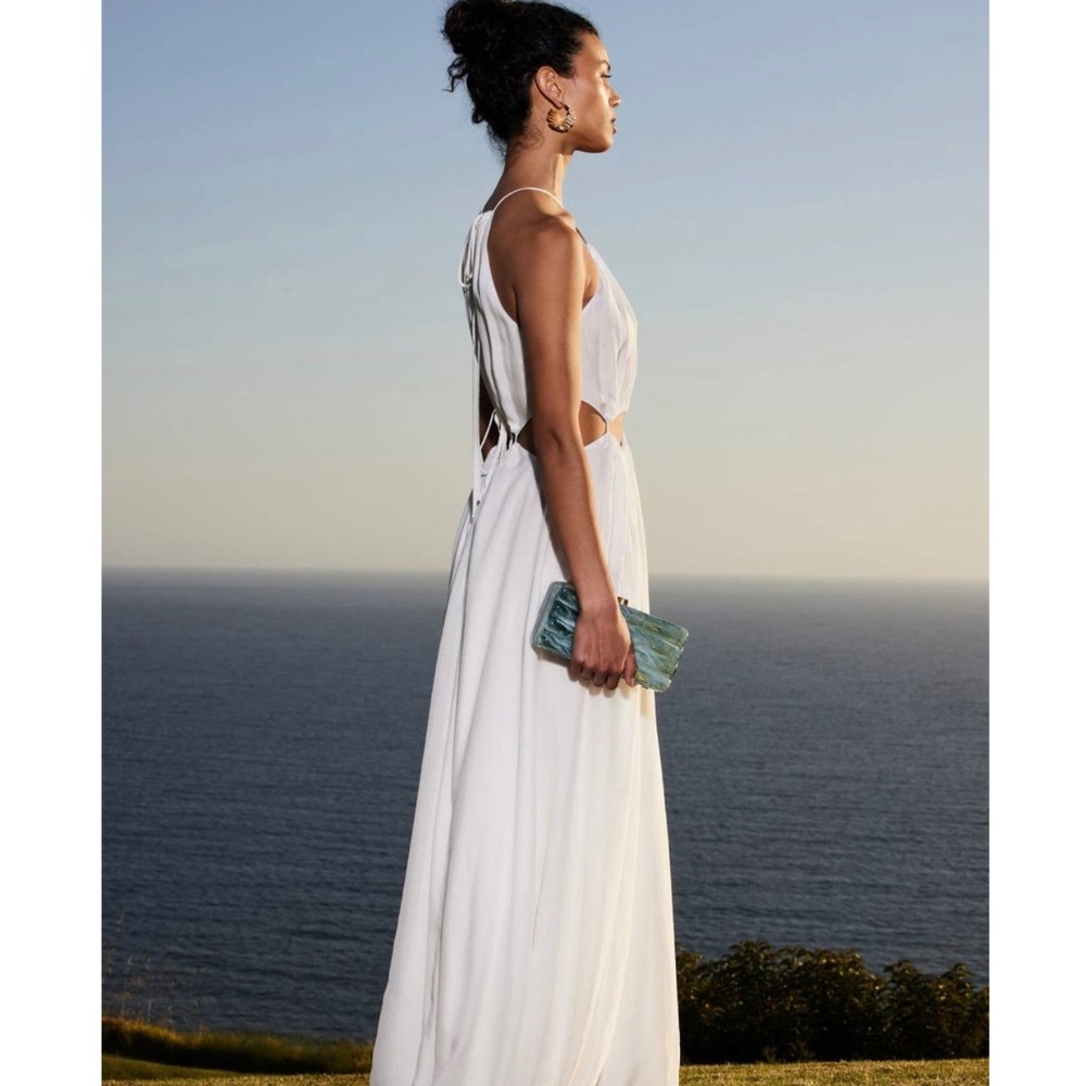 Cult Gaia Aphrodite Silk Cut-Out Off-White Halterneck Maxi Gown / Dress size M - Picture 12 of 16
